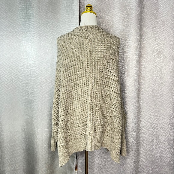 Free People Chunky Knit Oversized Cardigan Taupe Wool Angora Batwing Sweater L - Picture 5 of 10
